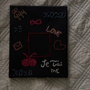 Decorative Black Canvas with Colorful Rhinestones